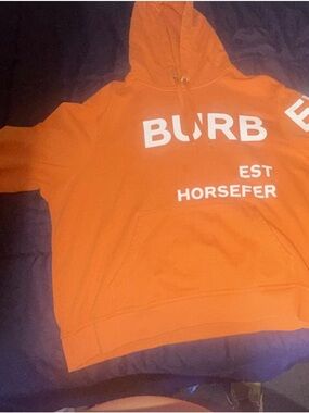 Burberry Orange Graphic Zip-Up Hoodie - women’s Sweater